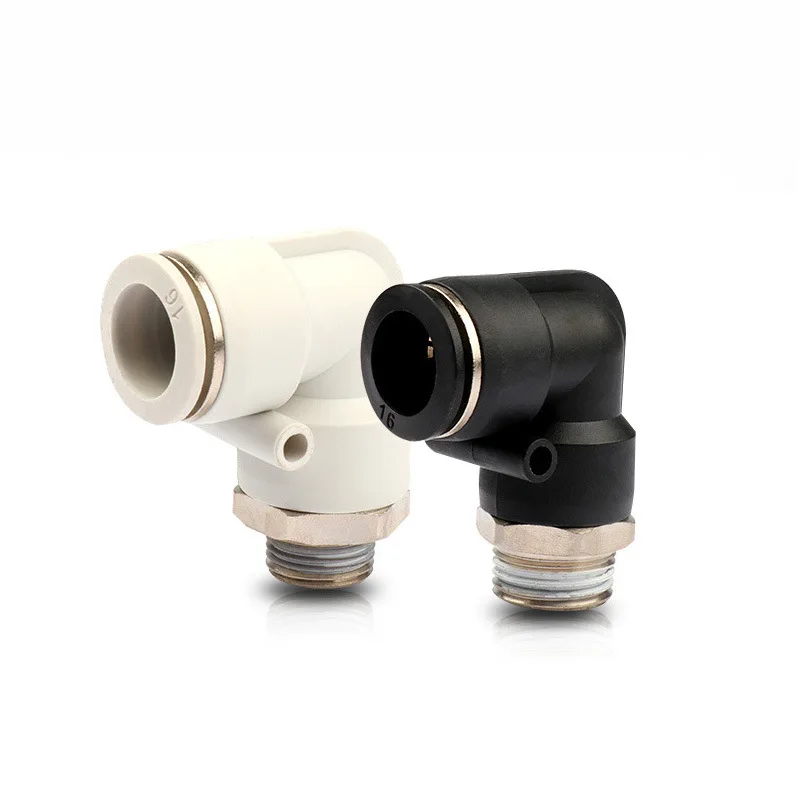 White Quick Connect Air Pneumatic External Thread Adapter Split Sleeve Short Sleeve Regular Thickness Ladies T-Shirt