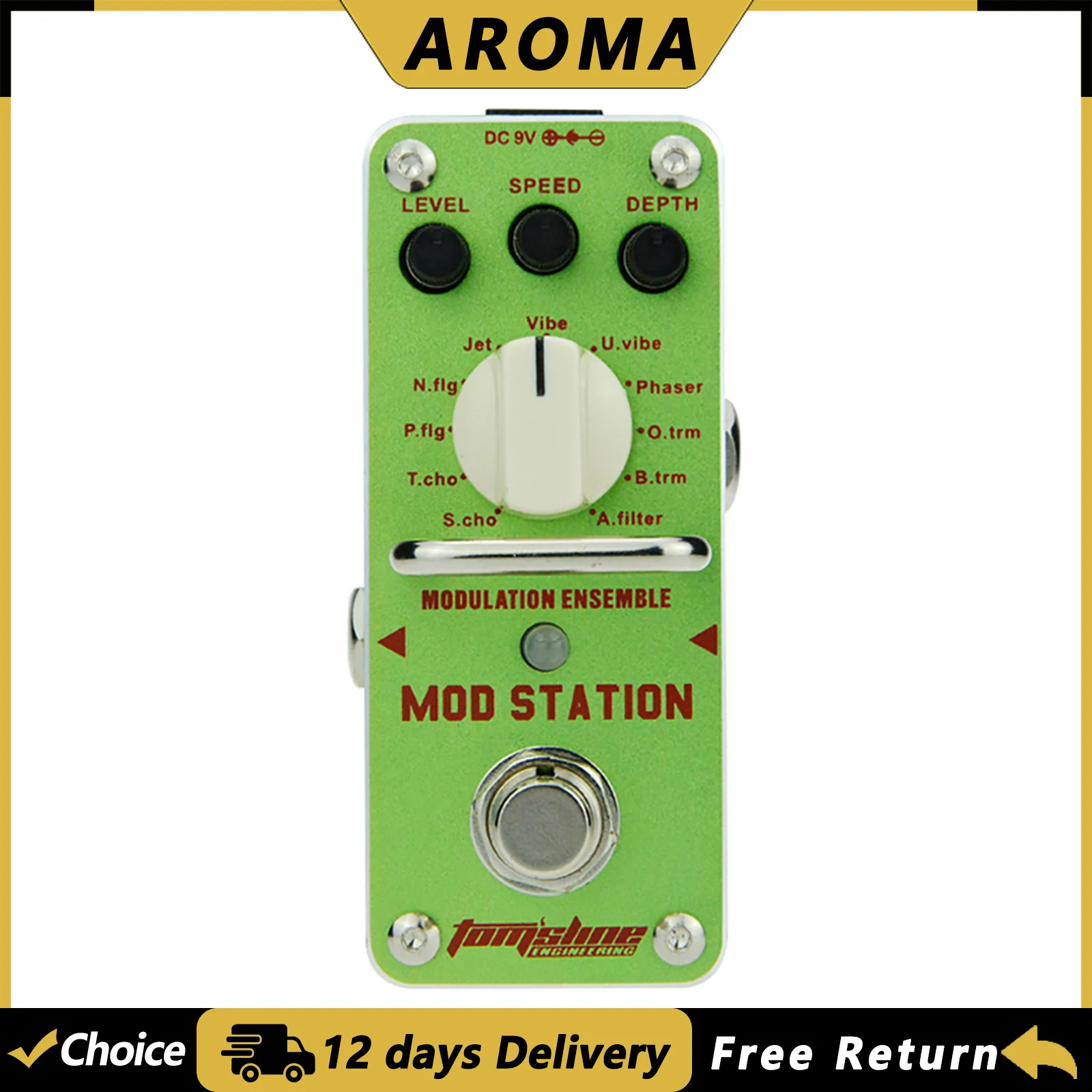 

AROMA AMS-3 Mod Station, педаль эффектов для гитары, модуляционный ансамбль, мини-одиночный эффект, True Bypass, детали для электрогитары, аксессуары