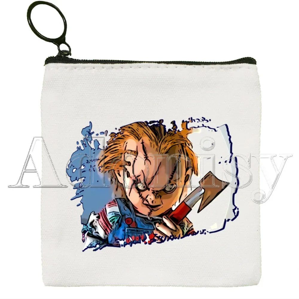 Chucky Canvas Coin Purse, Coin Purse, Coleção Canvas Bag, Carteira pequena, Zipper Key Bag, Presente de mão