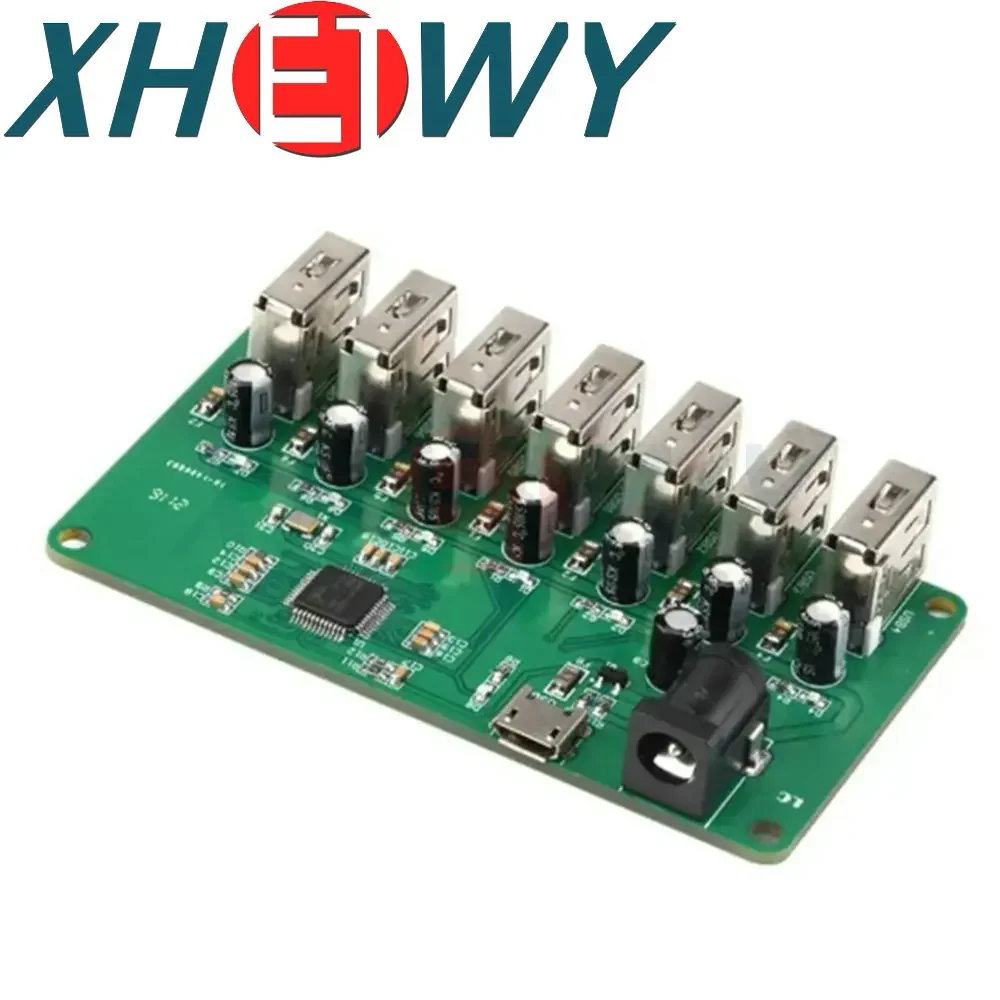 USB HUB Splitter 1 to 7 Port Hub Seven Port Splitter Module with Power Supply USB 2.0 Expansion