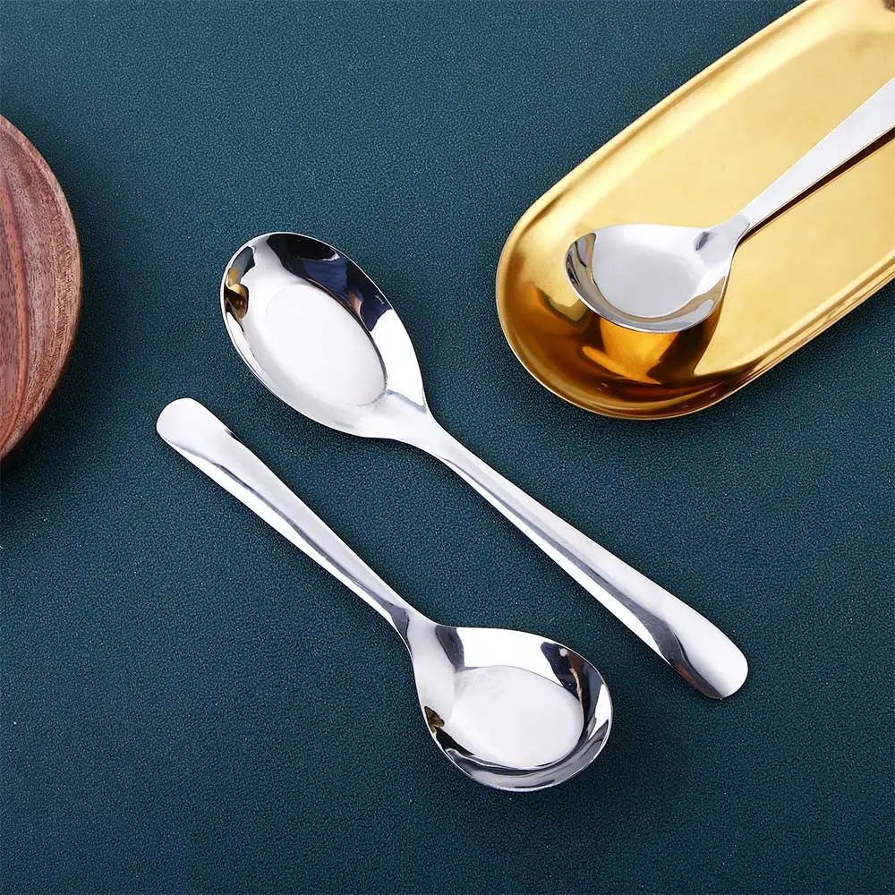 

Stainless Steel Soup Spoon Chinese Stainless Steel Children's Rice Spoon Flat Spoon Kitchen Tableware