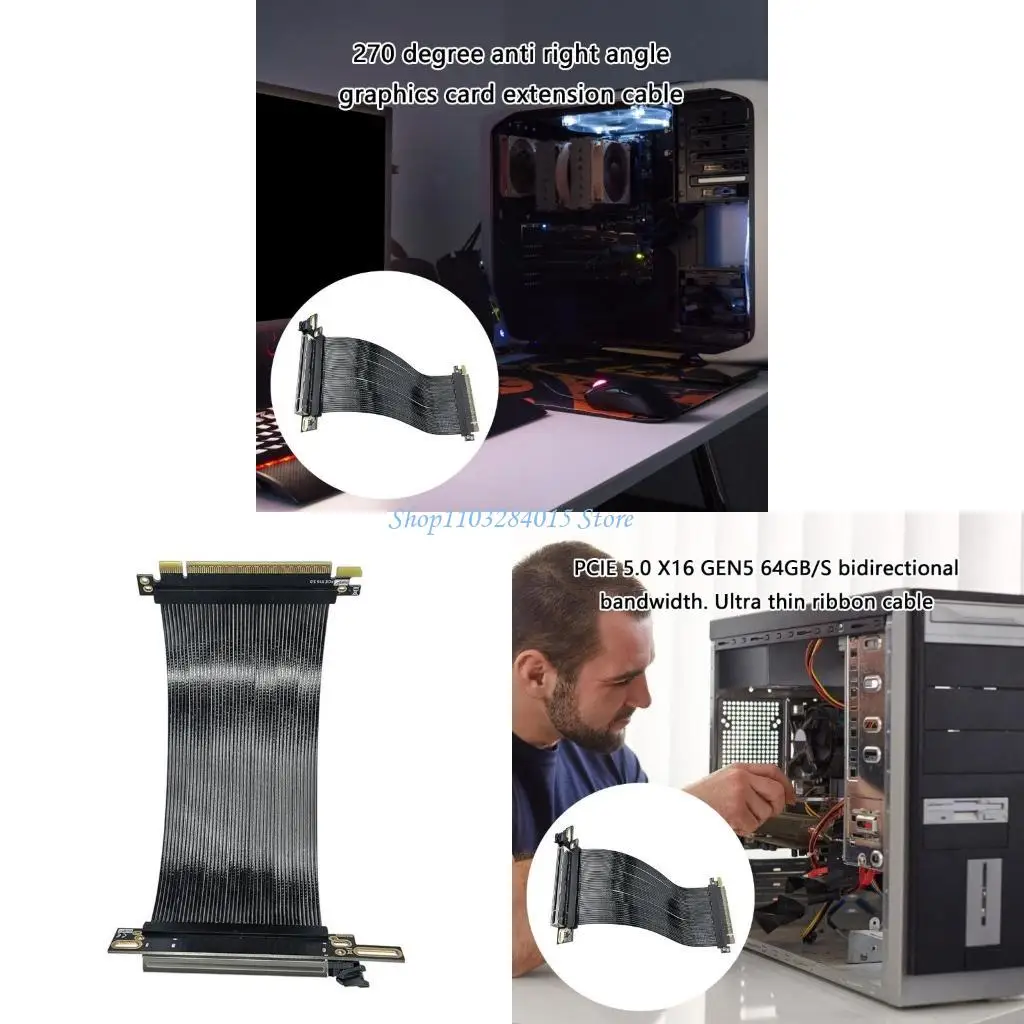 

R6FF PCIE 5.0 X16 Graphics Card 270°Reverse Extension Cable Efficient