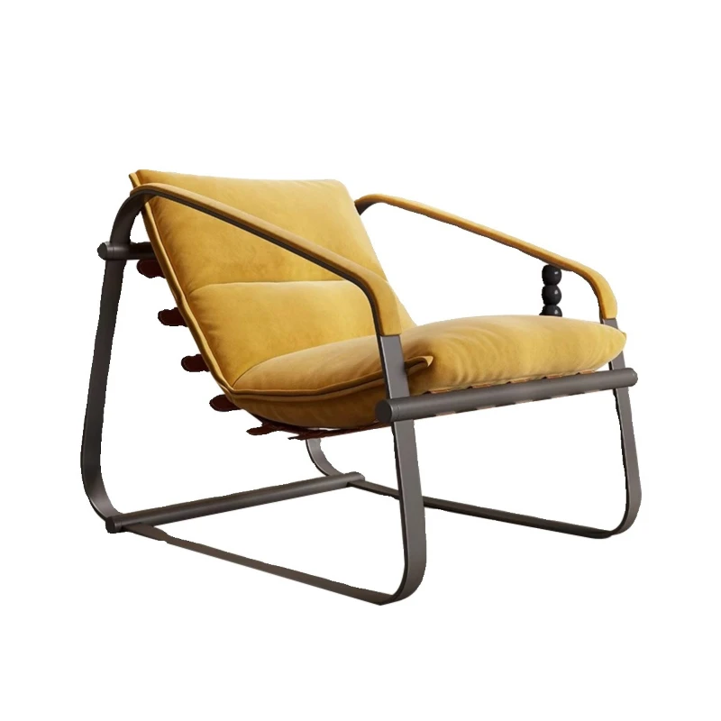 

Fabric sofa chair Wrought iron household Italian minimalist armrest single chair