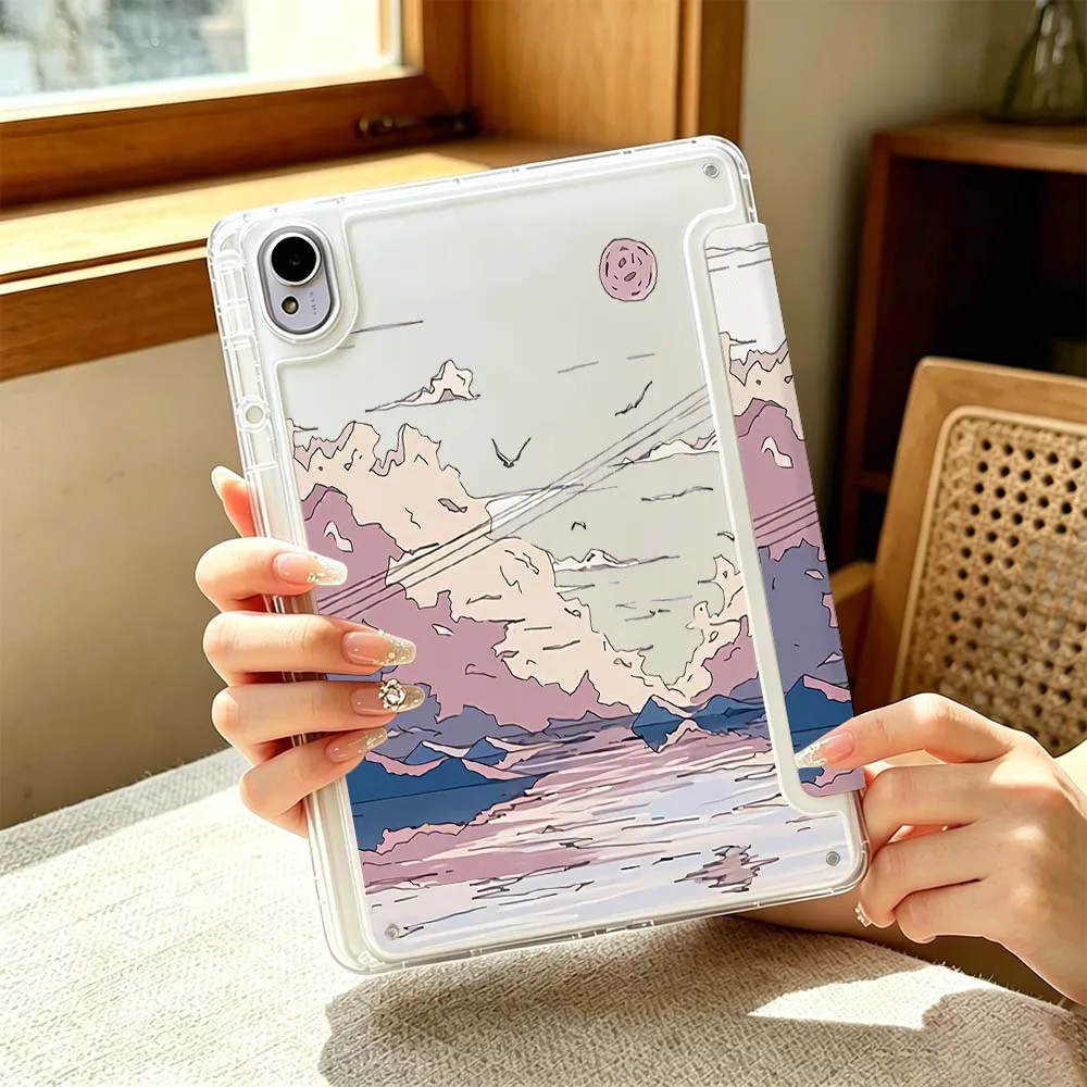 Cartoon Pink Moon Landscape For Huawei MatePad Pro SE Honor Pad 9 V9 GT X9 10.8 11 13.2 inch Pro 3Y Tablet Case Cover