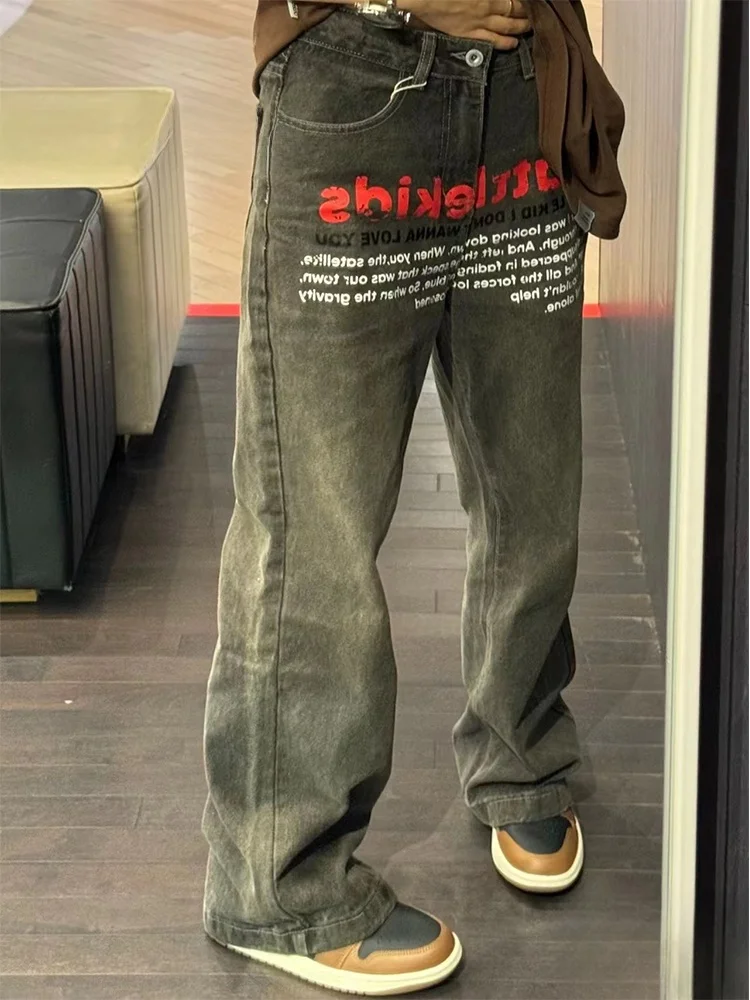 

American Retro Men's Jeans Spring Autumn Straight Leg Wide Leg Long Pants High Street Vibe Design Sensation Casual Loose Fit