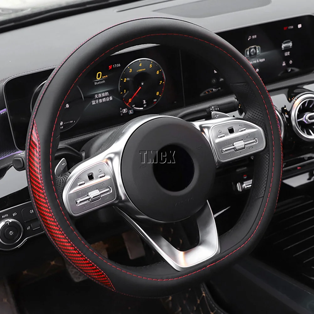 For Mercedes Benz A B C E S G CLA CLS GLA GLB GLC GLE GLS Class W177 W213 C118 X247 W167 Car Leather Steering Wheel Cover Trim