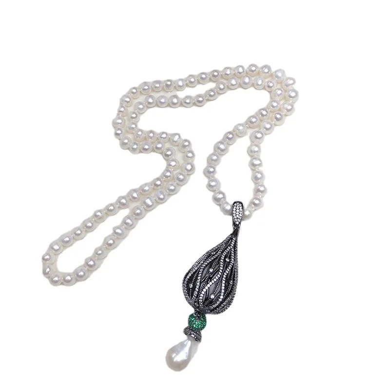 Zhuji Natural Freshwater Pearl Sweater Chain Wholesale Women's Personalized Fashionable All-Match Ornament Multiple Ways to Wear