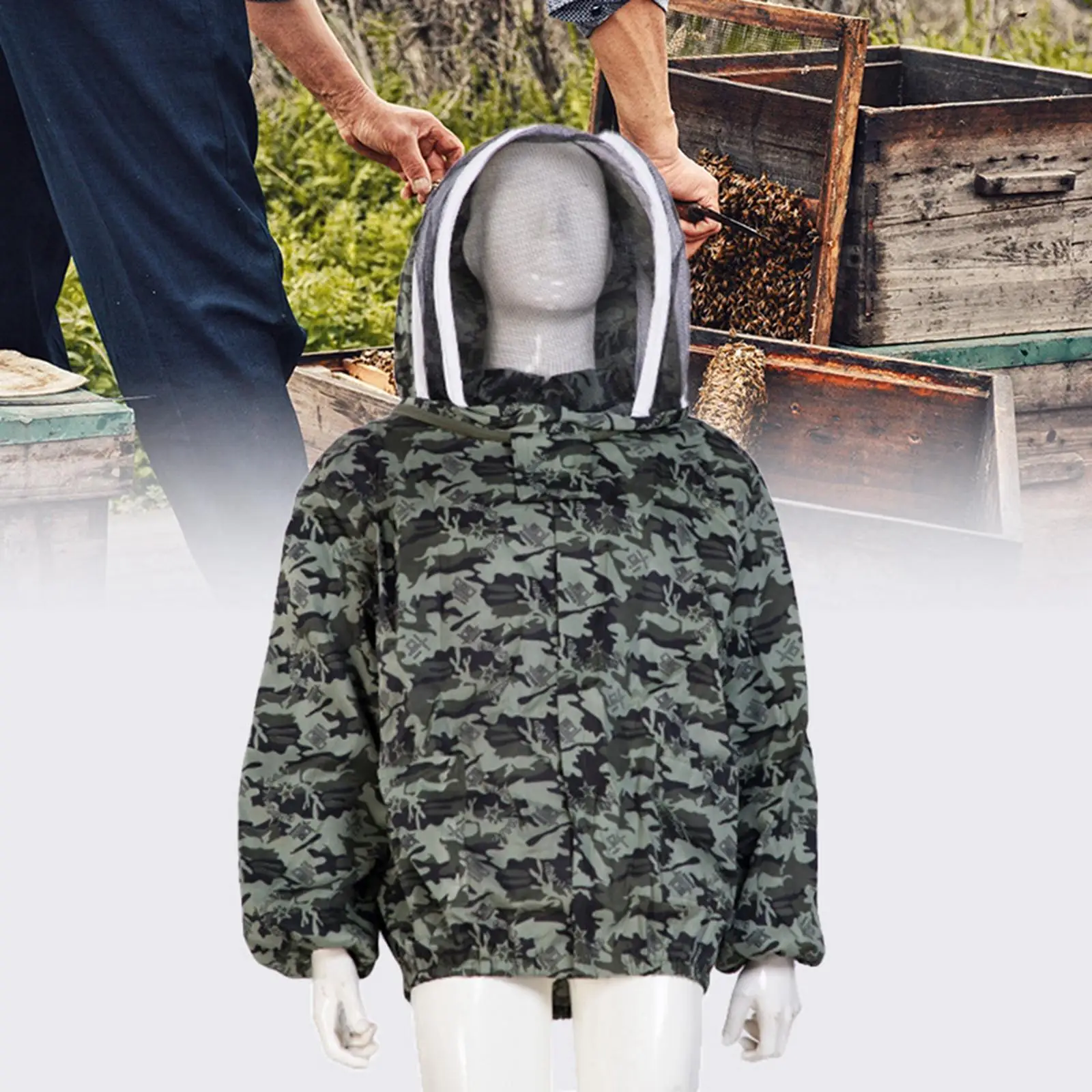 Beekeeping Jacket with Fencing Veils Ventilated Jacket Hat Equip Suit Breathable Premium Beekeeper Suit Farm Smock Suit