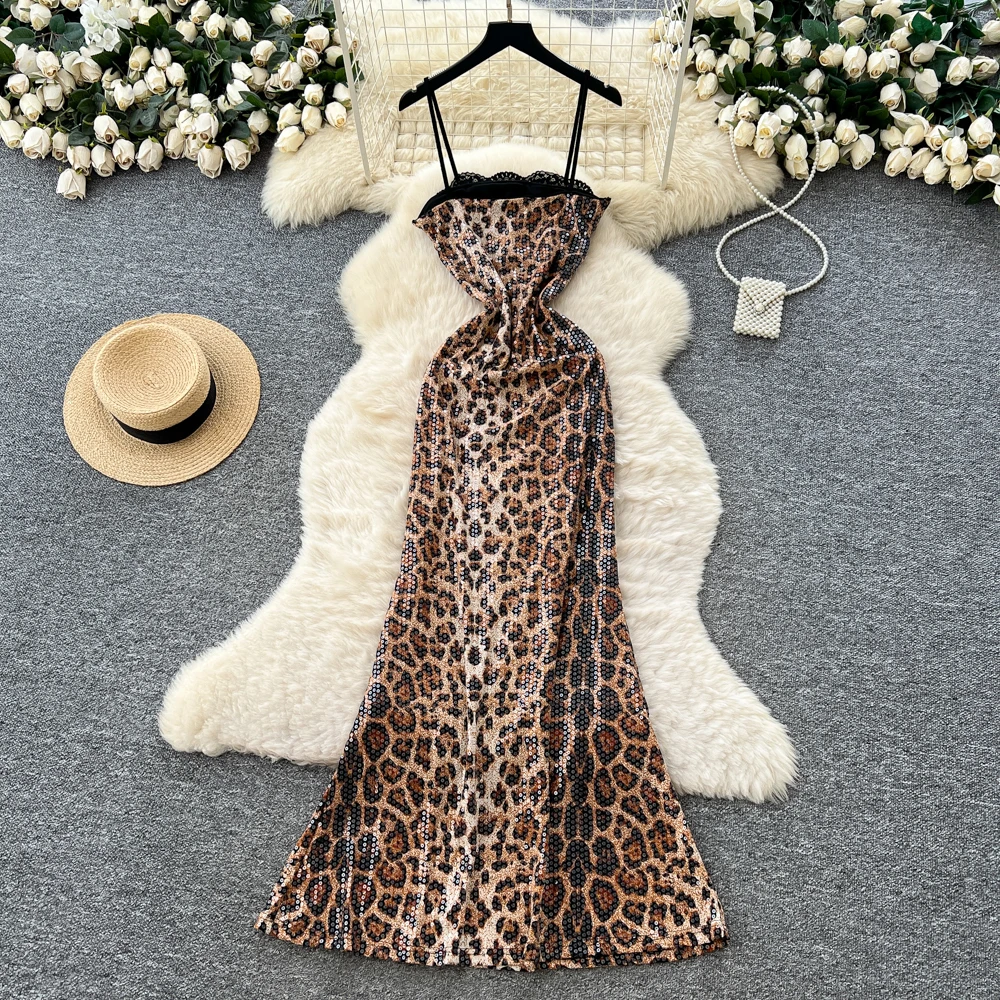 Seksowna, elegancka sukienka bez rękawów z cekinami, łączona, Vestidos, moda koreańska, fairycore, odzież damska w stylu vintage