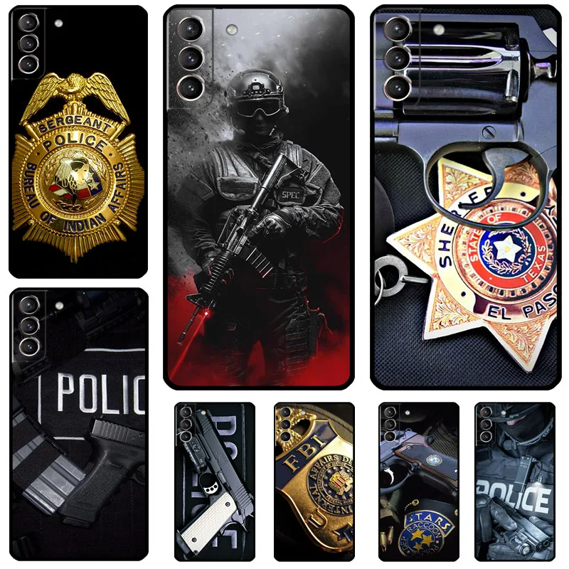 Symbol Police Case For Samsung Galaxy S24 S22 S23 Ultra Note 20 S9 S10 Note 10 Plus S20 FE S21 FE Cover