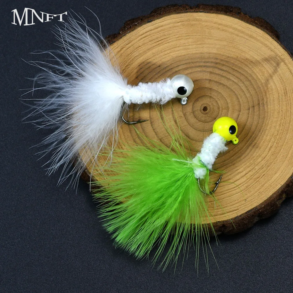 6Pcs Angeln Locken Feder Metall Jig Kopf Haken Angeln Crappie Marabou Köder für Zander Panfish Sunfish Bluegill Barsch Köder