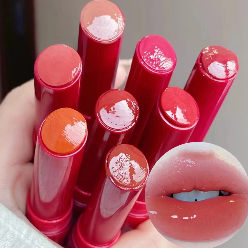 Jelly Lipstick Hydraterende Spiegel Water Licht Effen Lipgloss 8 Kleuren Kristal Thee Rood Bruin Lip Glazuur Tint Lippenbalsem Make-Up