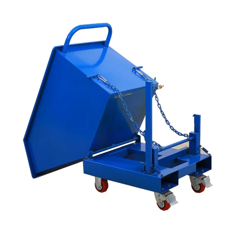 Portable Stainless Steel Dump Cart Hand Push Trolley With Casters For Workshop Cleaning Metal Garbage Collection