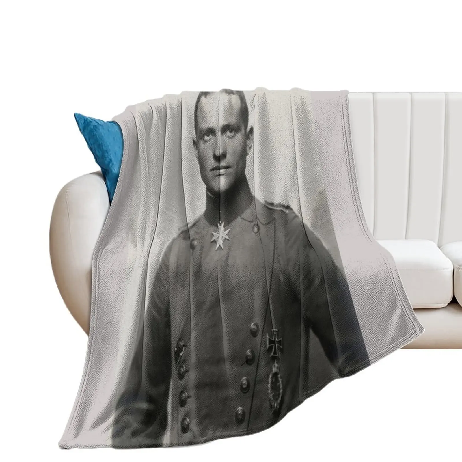 Richthofen with Pour le Merite... WWIPortrait Throw Blanket Blankets Sofas Of Decoration Comforter blankets ands Blankets