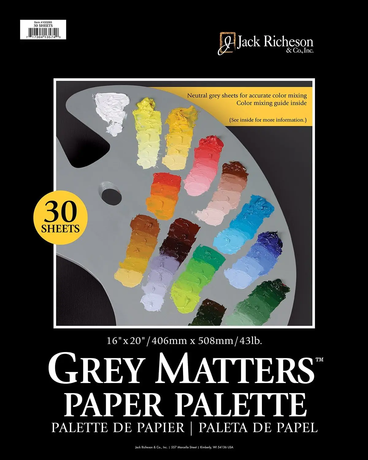 100289 Grey Matters Palette Grey Matters Paper Palette 30 Sheets 16 X 20
