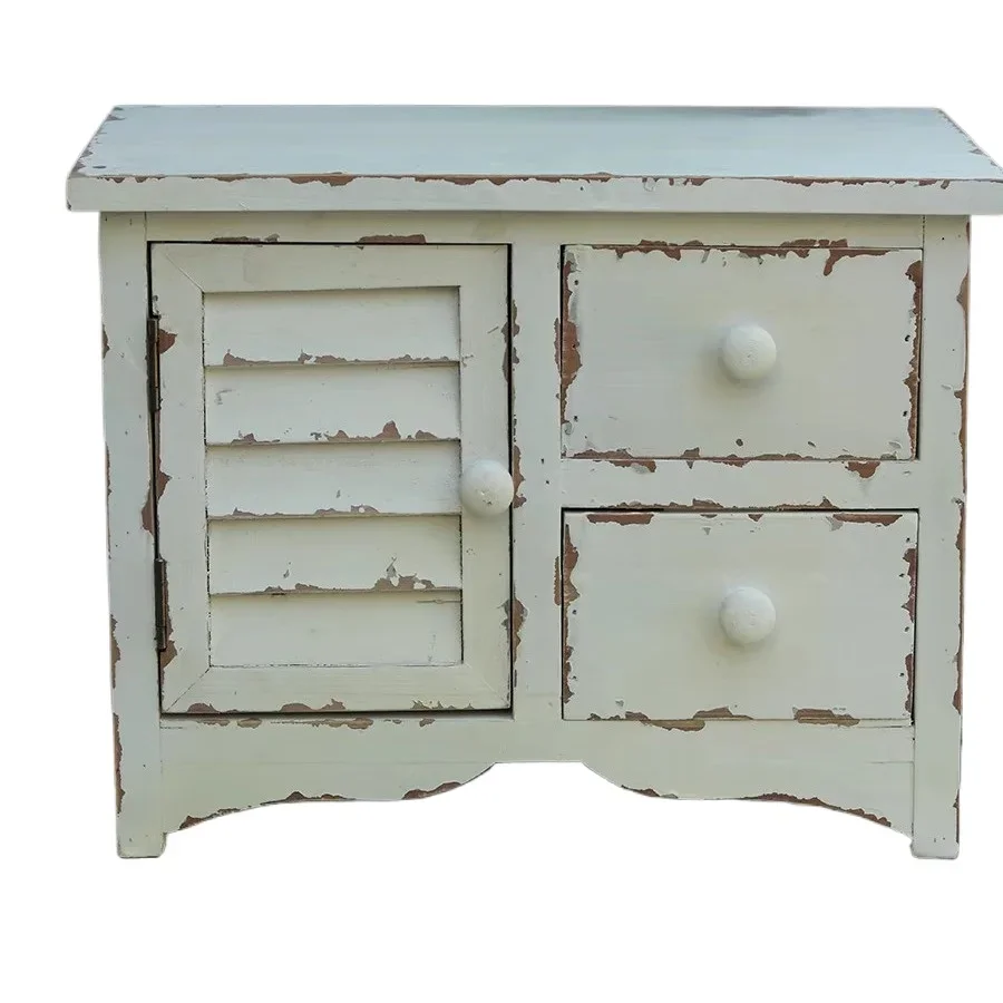 خزانة تخزين صغيرة لسطح المكتب من الخشب الصلب وقديمة متعددة الأدراج، وصندوق صغير للمنزل #1