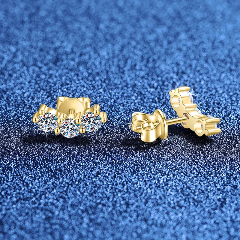 

PT950 platinum earrings female moissanite smile moissanite diamond earrings temperament simple D color moissanite white gold ear