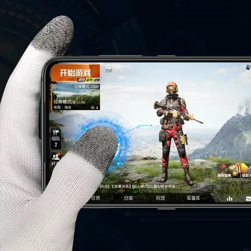 Two-finger Gaming Finger Sleeves Mobile Game Gloves Sweat-proof Touch Screen Finger Cots Seamless for Mobile Game Controllers