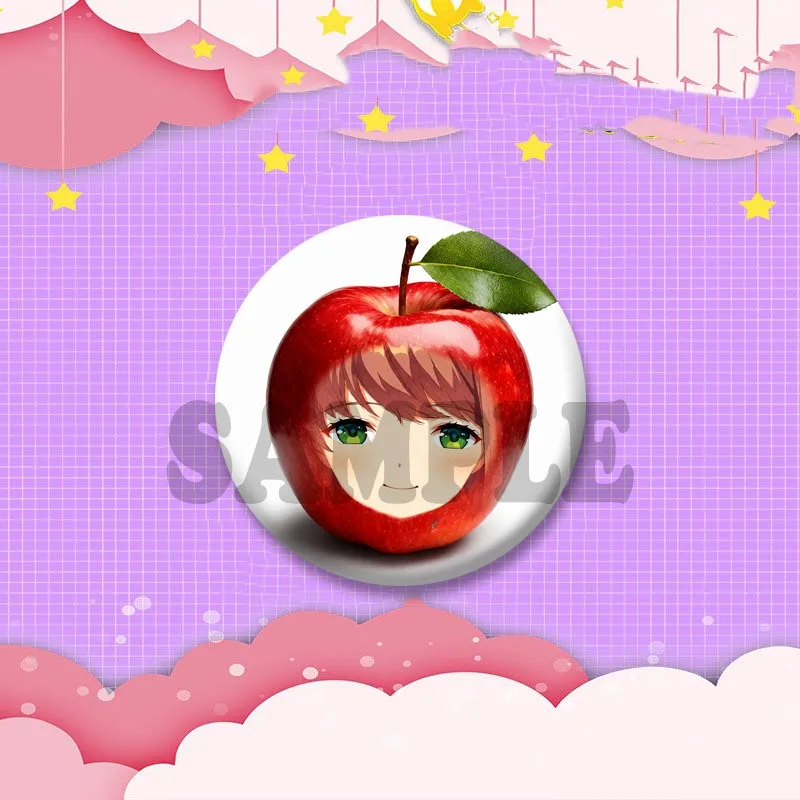 Niedliche Anime-Mädchen M-Monika Anstecknadel, Cartoon-Spielfigur, Cosplay-Abzeichen, Handgefertigte Runde Anstecknadeln für Rucksäcke, Kleidung, Schmuck, Geschenk – Detail 12