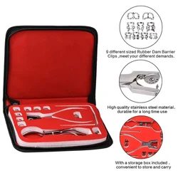 1 Set Dentistry Dam Hole Puncher Set With Leather Bag Pliers For Dentist Perforator Rubber Orthodontic Dental Tools Dam Clip