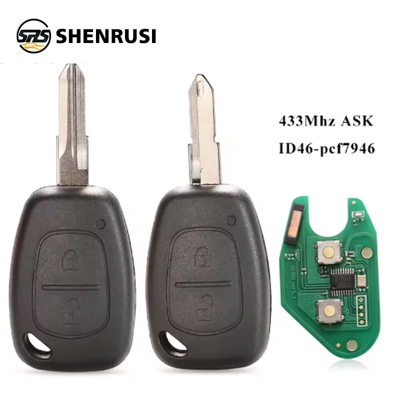SHENRUSI 2-кнопочный автомобильный дистанционный ключ 433 МГц ID46 чип-передатчик для Renault Traffic Master Vivaro Movano Kangoo Ne73 VAC102 Blade
