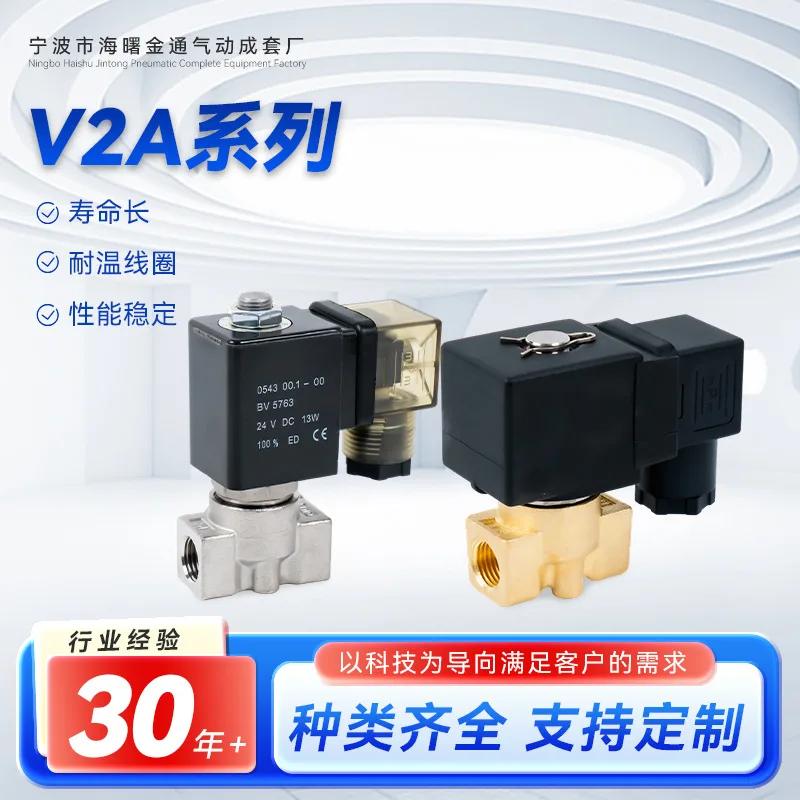 JT22-02 Direct Acting Brass Valve 80bar High Pressure Solenoid Valve 2 Way 1/4 3/8 1/2 BSP DC12V/24V AC220V Normal Close