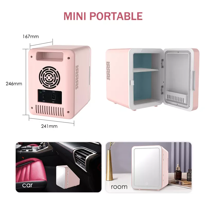 Beauty refrigerator is portable and small with LED Light and mirror