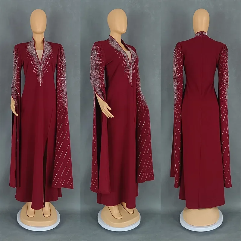 Eleganckie sukienki afrykańskie dla kobiet luksusowe diamenty suknia wieczorowa dubaj Abaya Kaftan suknia ślubna Ankara Dashiki Vestidos