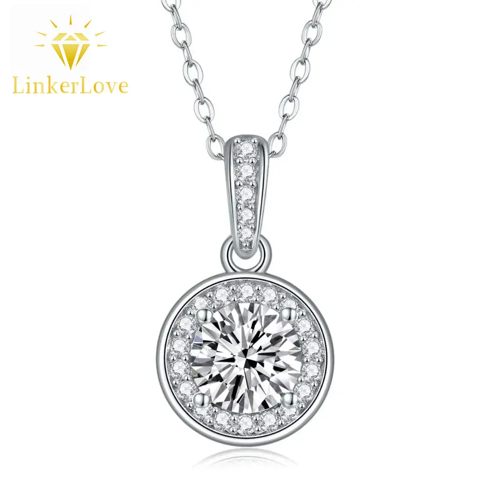 linkerlove-s925-シルバー-1ct-モアサナイト-ペンダント-ネックレス-ジルコン-サークル-ハローデザイン-誕生日パーティー-ギフト-女性用-ファインジュエリー
