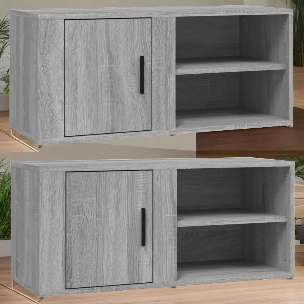 Set of 2 Grey Sonoma TV Cabinets, 80x31.5x36 cm - Stylish Engineered Wood Furniture