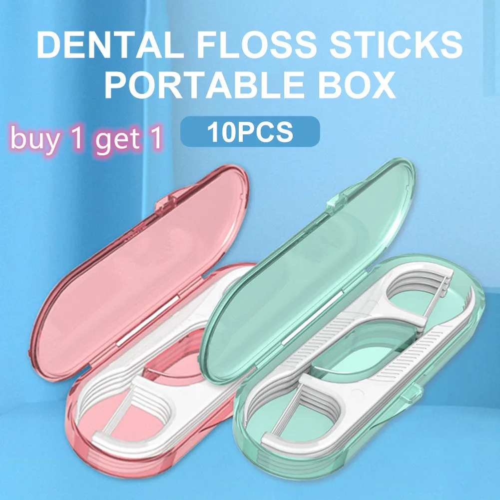 10Pcs Dental Floss Stick Plastic Toothbrush Toothpicks for Teeth Cleaning Portable Interdental Brush  Travel Dentistry Tool