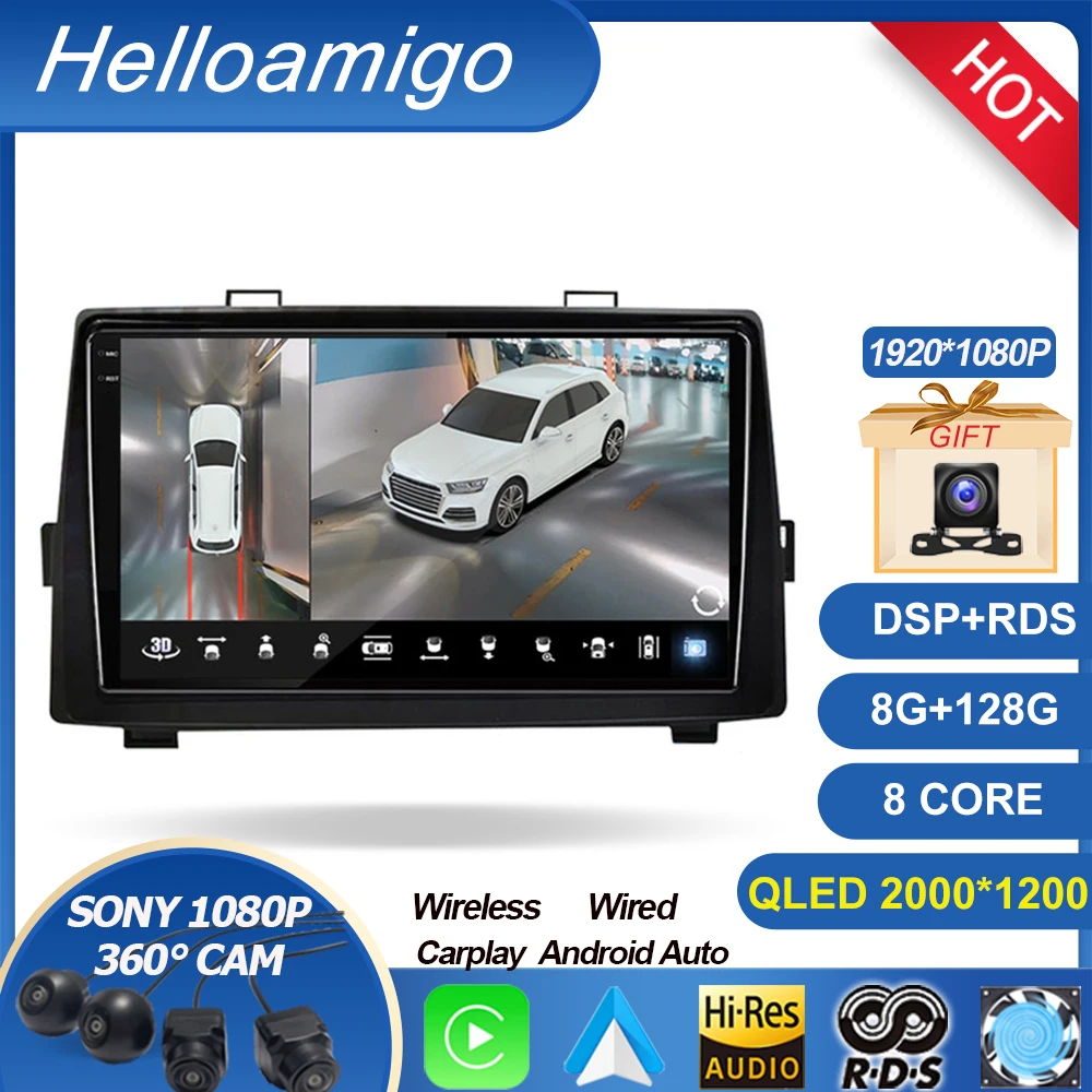 for Toyota Noah Voxy 2007 2010 2011 2012 2013 Car Radio Navi Multimedia Player Stereo Android 14 GPS  Carplay No 2din