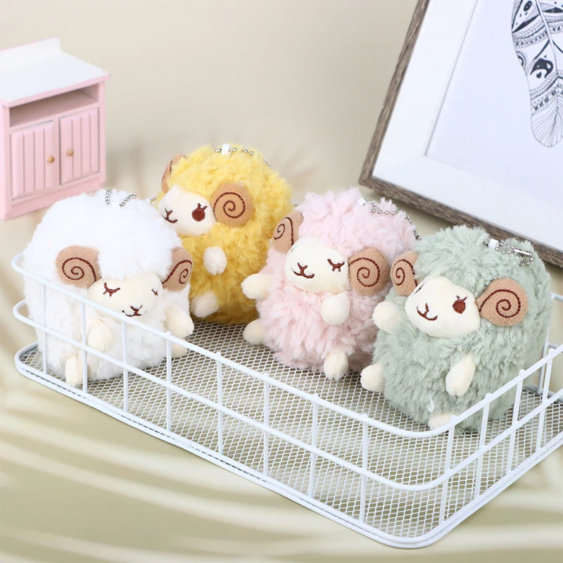 1PCS Cute Mini Sheep Plush Pendant Soft Lamb Doll Ornament Keychain For Car Decoration Backpack Decor Sheep Plush Pendant