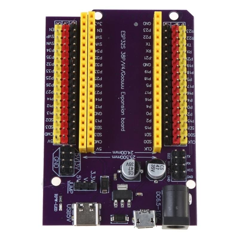 F3KE ESP32S 38pin Bottom Board Powerful Extension Board Can Be Equipped with WROOM-32D/32U WROVER- Module