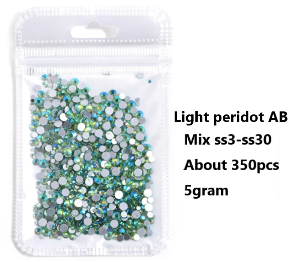 Strass en cristal Non correcteurs, 5 grammes/sac, ss3-ss30 tailles mixtes, verre 3D à dos plat, décoration d'ongles