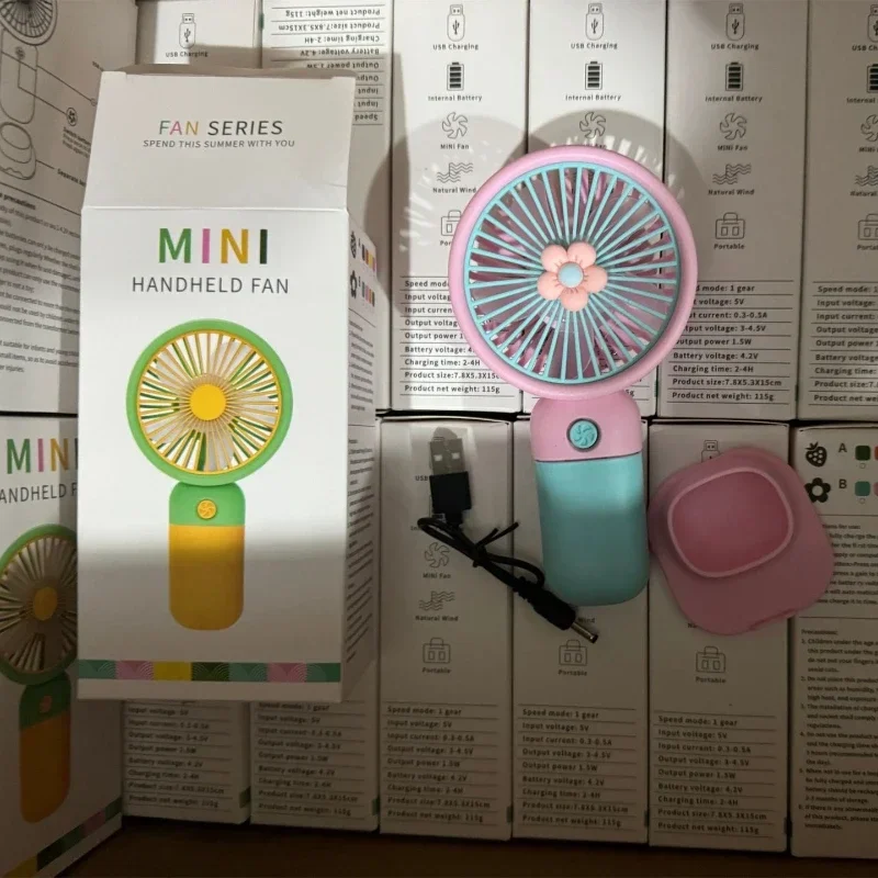 Summer Mini Fan Portable Handheld Fan Cartoon Cute Student Desktop USB Charging Fruit Multiple styles and colors Fan - Image 5