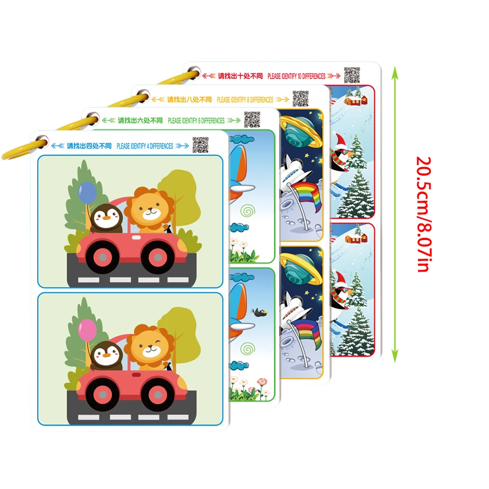 ابحث عن الفرق، صور لعبة التدريب على التركيز الممتع، نمو التعلم التعليمي، ابحث عن أماكن مختلفة، قابلة للمسح وإعادة الاستخدام، ورق شفاف، مناسب لهدايا العطلات، هدايا عيد الميلاد