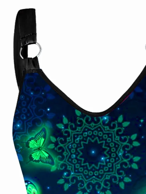 Dames Zomerjurken Galaxy Reflecterende Vlinder Print V-Hals Jurk O Ring Bandjes Mouwloos A Line Tank Jurk Vestidos