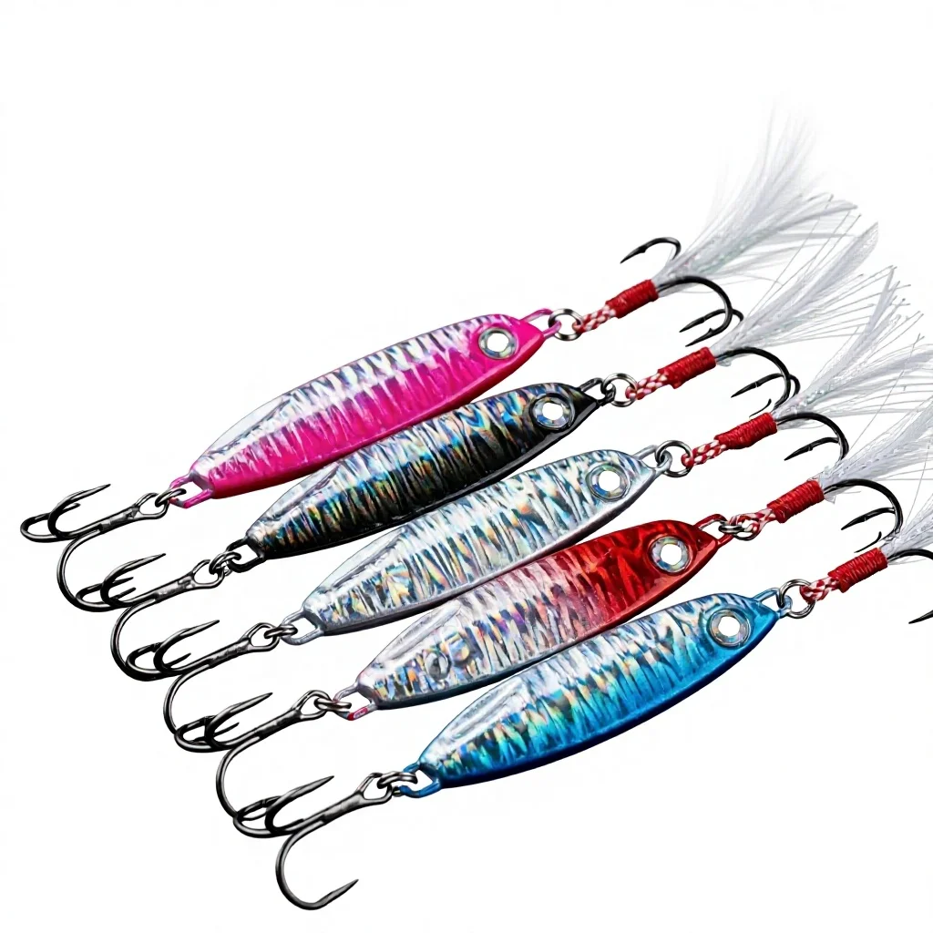 2026  Luminous Vertical Metal Jig Lure 40g 60g 80g Slow Sinking Shore Jigging Spoon for Saltwater Deep Sea Fishing