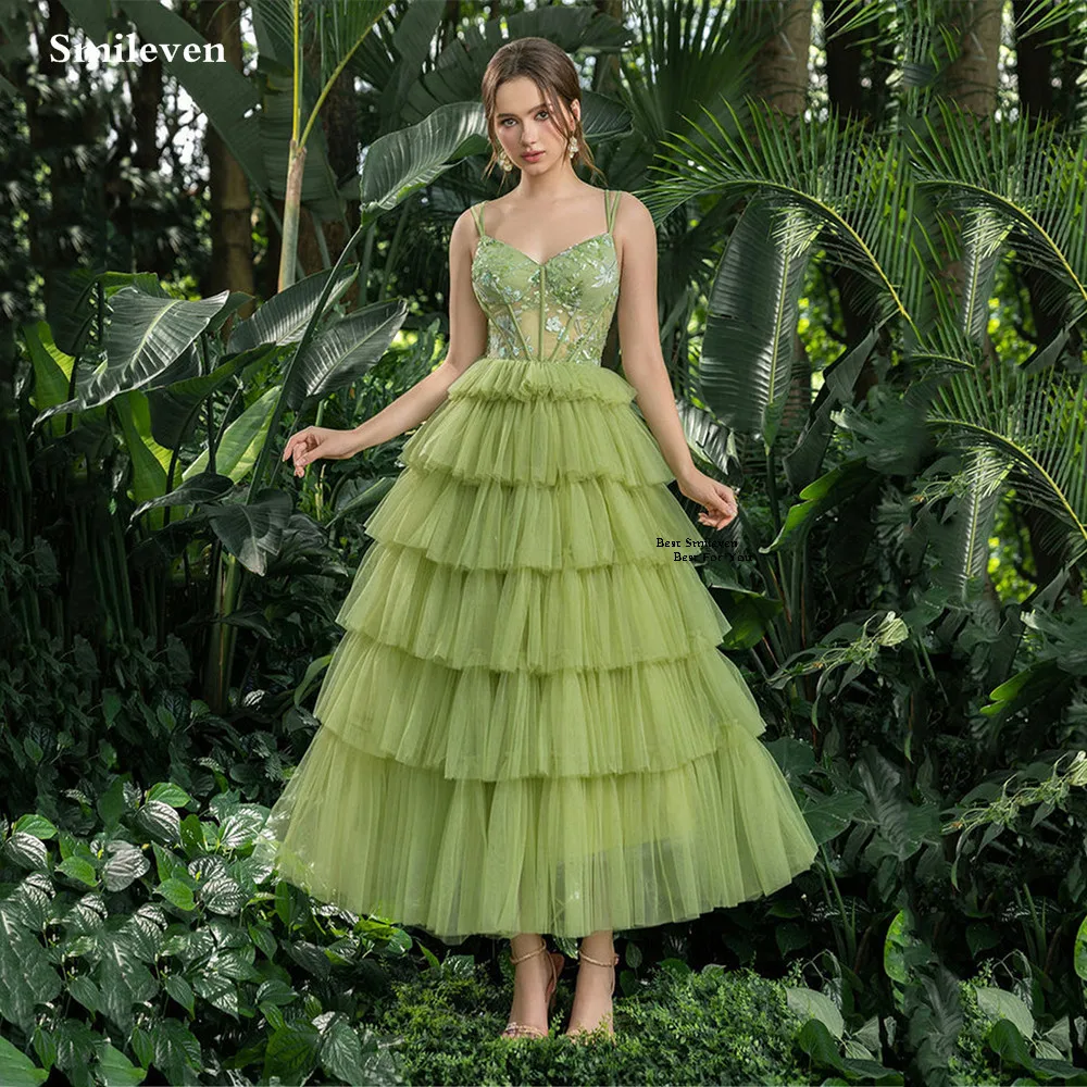 

Smileven Luxury A Line Prom Dresses Cake Style Party Evening Gown Appliques Flowers Formal Occassion Dress Customized 2026