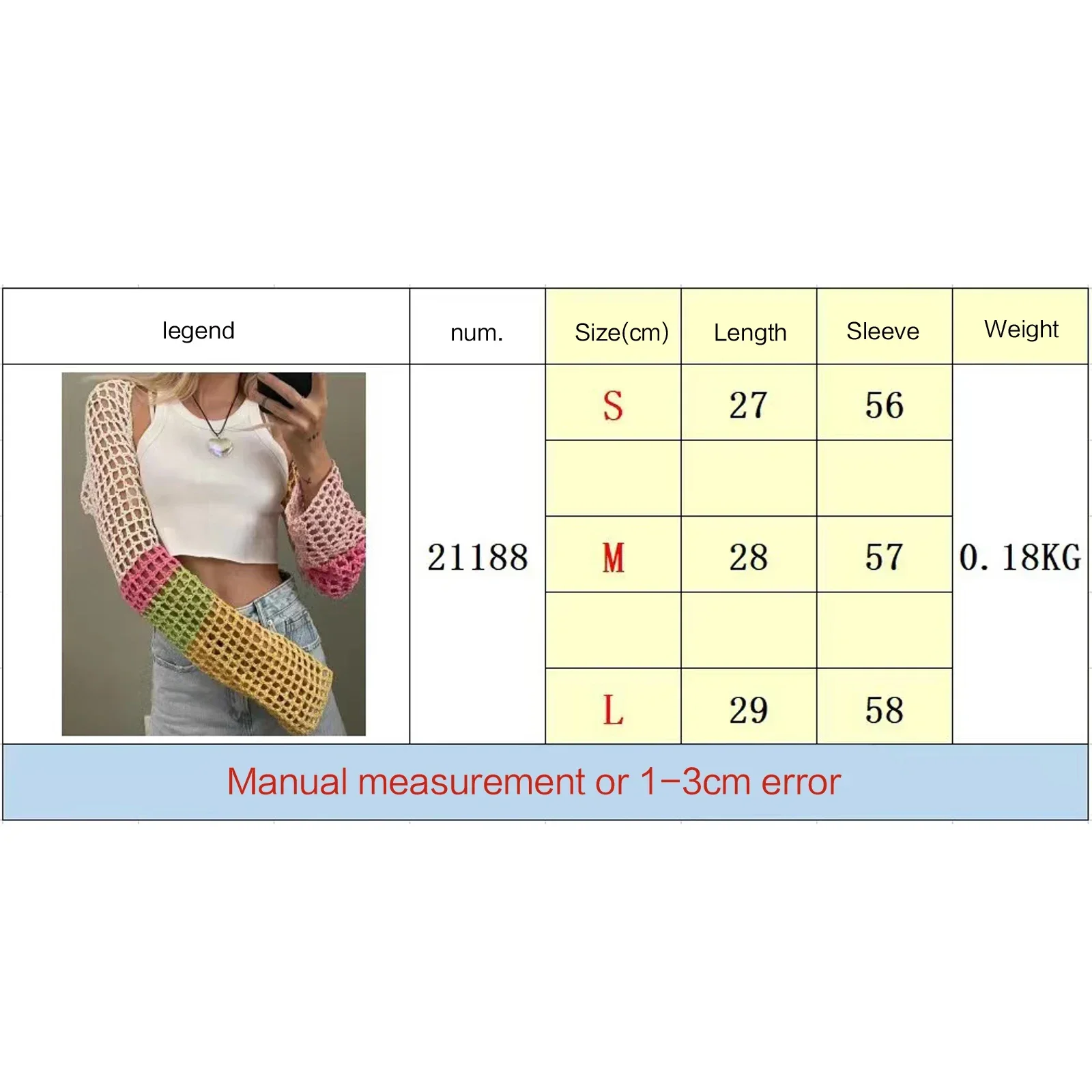 Women Mesh Shrug Long Sleeve Crochet Contrast Color Ladies Summer Crop Tops for Daily Party