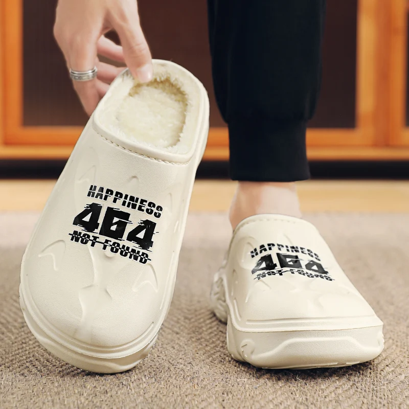 شبشب شتوي للجنسين مقاس 46 47 أحذية منزلية داخلية غير قابلة للانزلاق ناعمة دافئة مقاومة للماء أحذية قطنية منزلية كبيرة جدًا