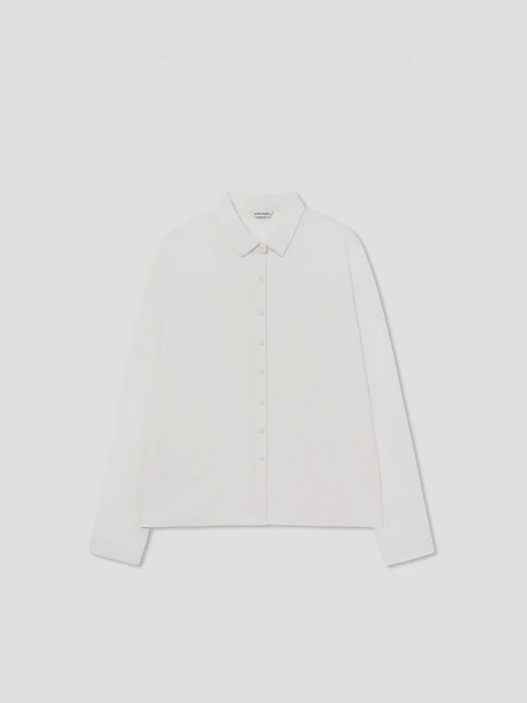 

Romi Studio Vintage Versatile Simple Collar Casual Long Sve Loose White irt RWCSSY2597 Women's Faion Spring Collection