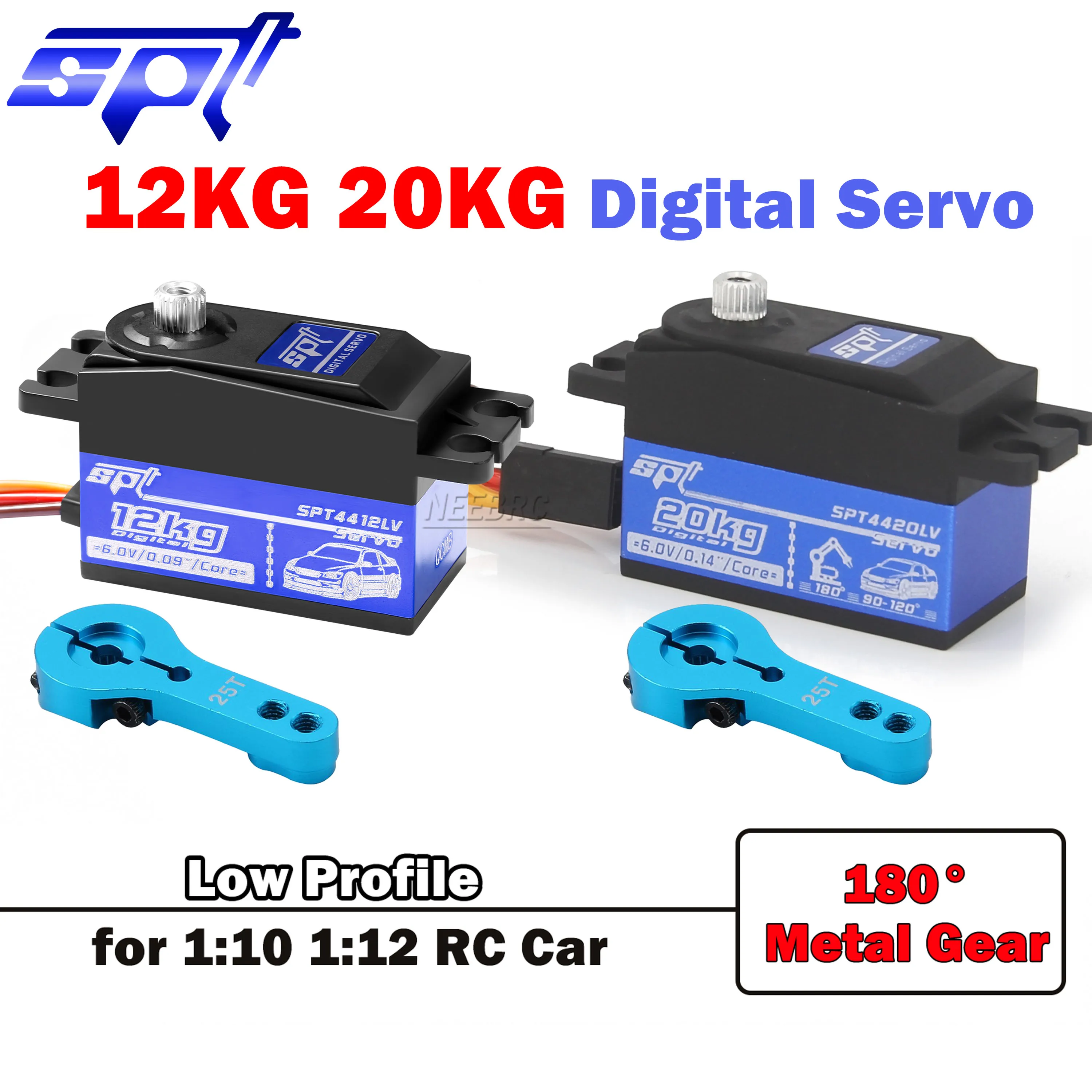 12 kg 20 kg 180 °   Metal Gear Low Profile Digitale Servo Korte Body 25T Arm voor 1:10 1:12 RC Auto SCX10 Racing Drift robot Crawler Speelgoed