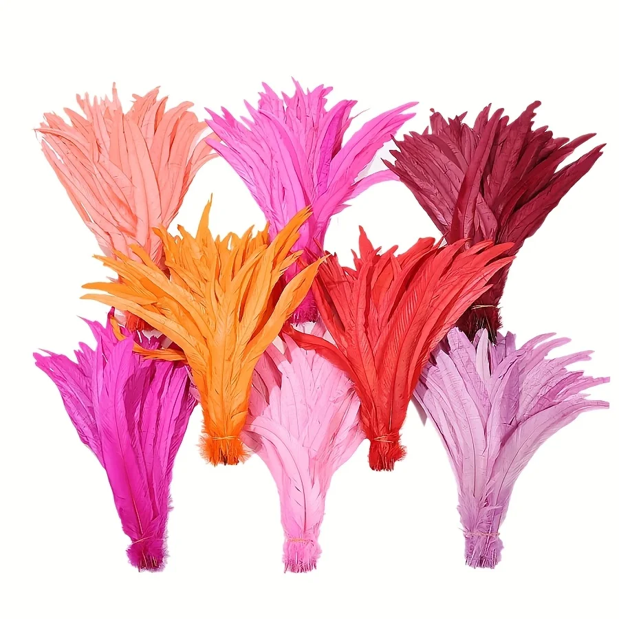 

100Pcs 25-45CM DIY Rooster Feather Crafts Sewing Clothing Decor Plume Home Party Women's Feather Headwear Wedding Accessories