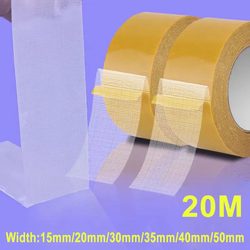 

2pcs Double Sided Tape For Carpet Clothes Fashion Tape Fabric Tape Double Sided Cloth Base Tape No Residue 20M*15-50mm 1pc 2pcs