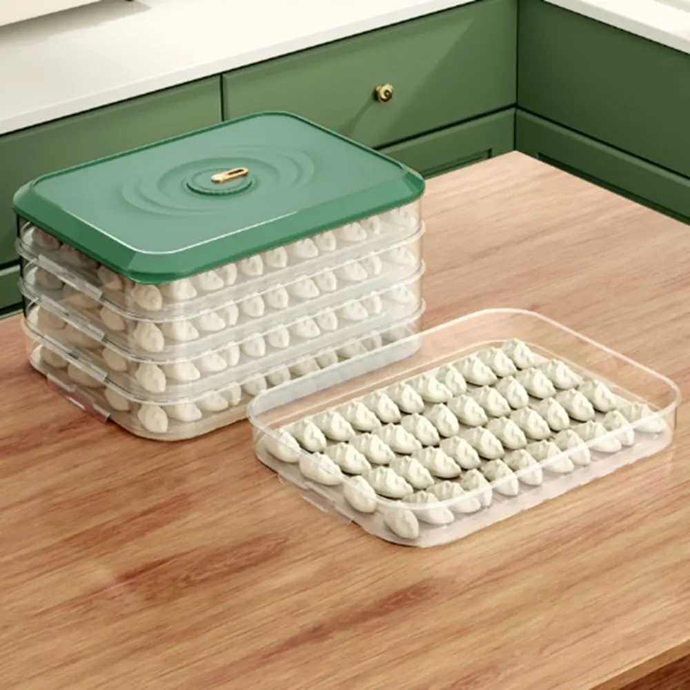 Multilayer Dumpling Box Transparent Stackable Egg Frozen Box Plastic With Lid Refrigerator Storage Box Refrigerator