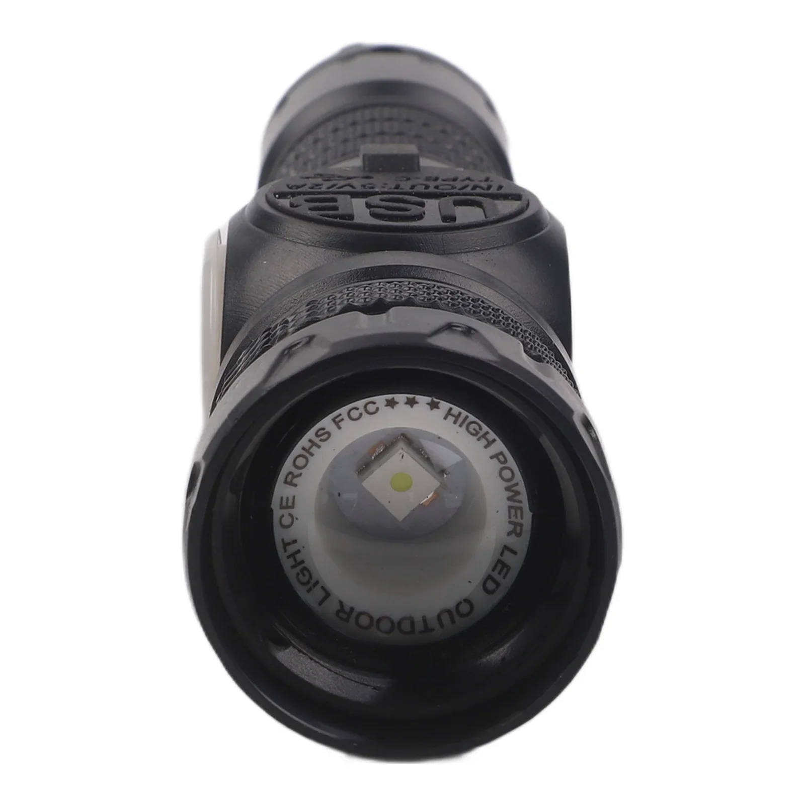 Strong-Light LED Flashlight (Spotlight Type) - USB Rechargeable With Built-in Battery Reliable Camping Torch High Quality