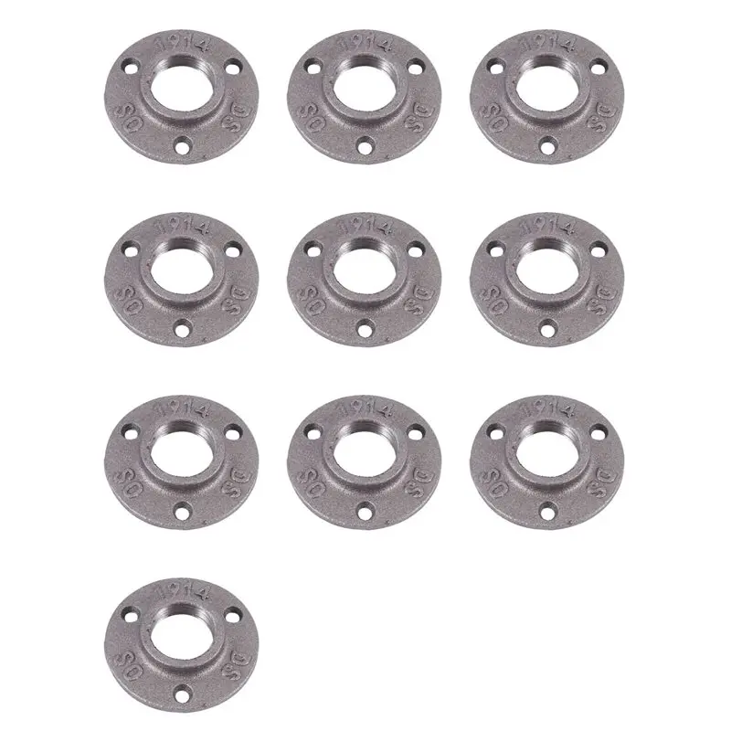 【VALUE MONEY】1 Inches Malleable Cast Iron Pipe Flange, Industrial Pipe Flanges For Threaded Black Pipes And Fittings 10 Pcs