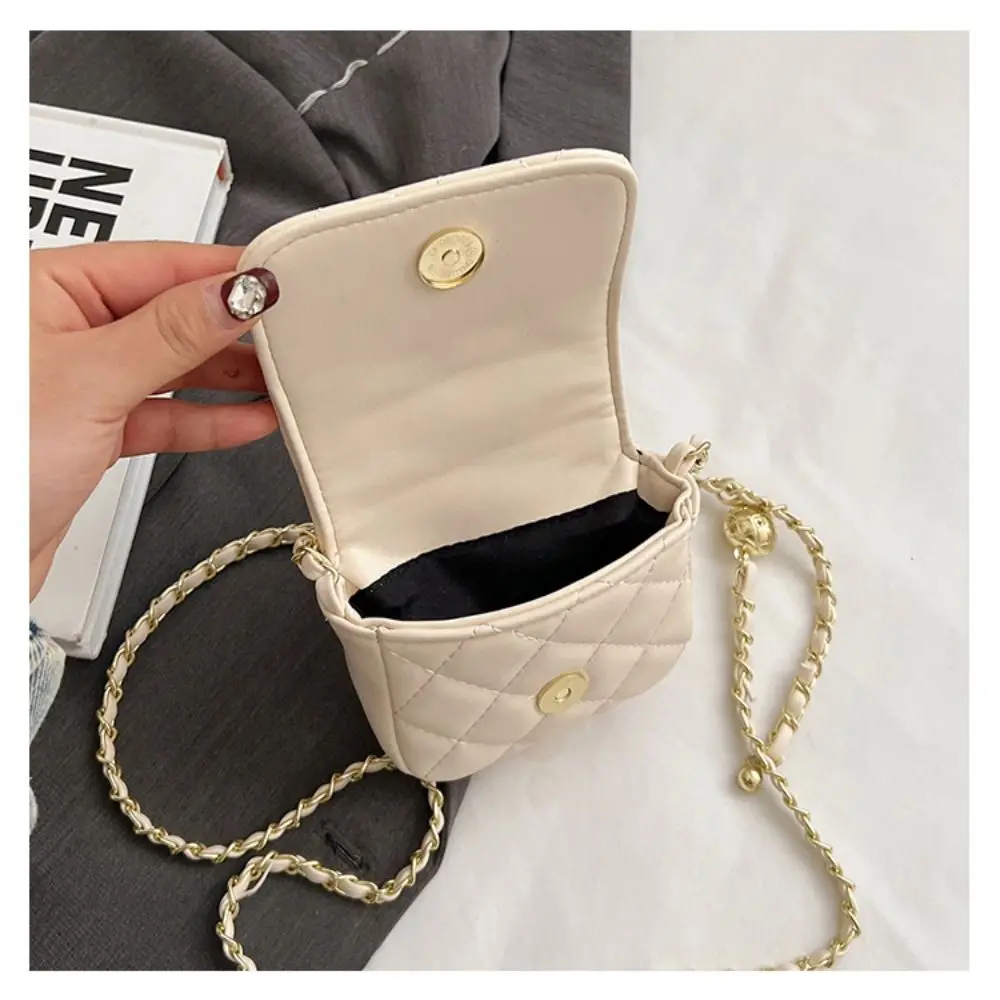 Decorative Chain Crossbody Bag Fashion PU Leather Mini Handbag Solid Color Evening Bag Women